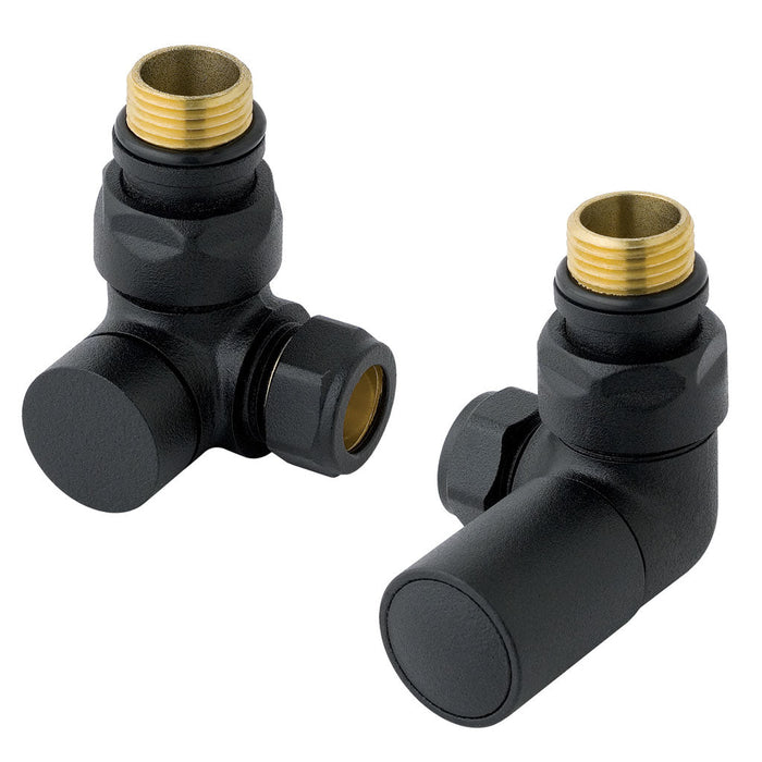 Eastbrook Corner Manual Radiator Valves Pair - Matt Black