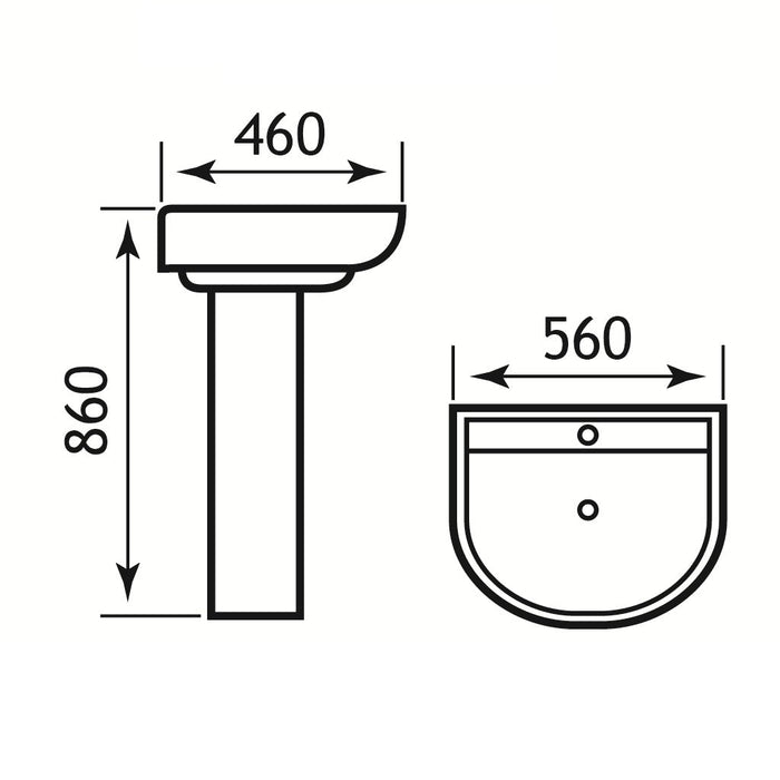 Eastbrook Crowthorne Basin With Full Pedestal - 1 TH