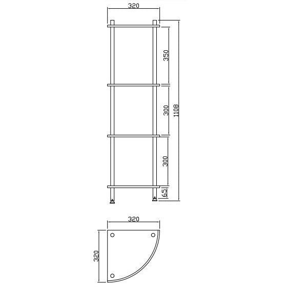 Eastbrook Davos Corner Glass Shelves - Chrome - Shelves
