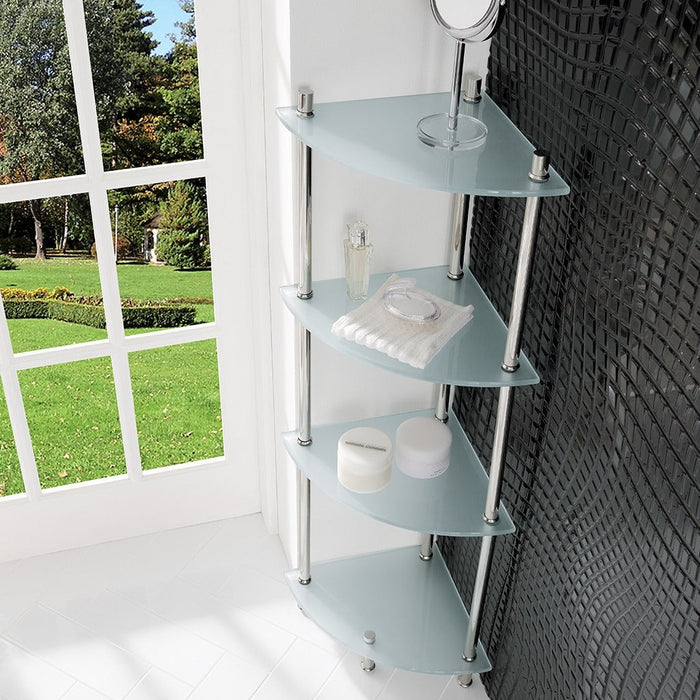 Eastbrook Davos Corner Glass Shelves - Chrome - Shelves