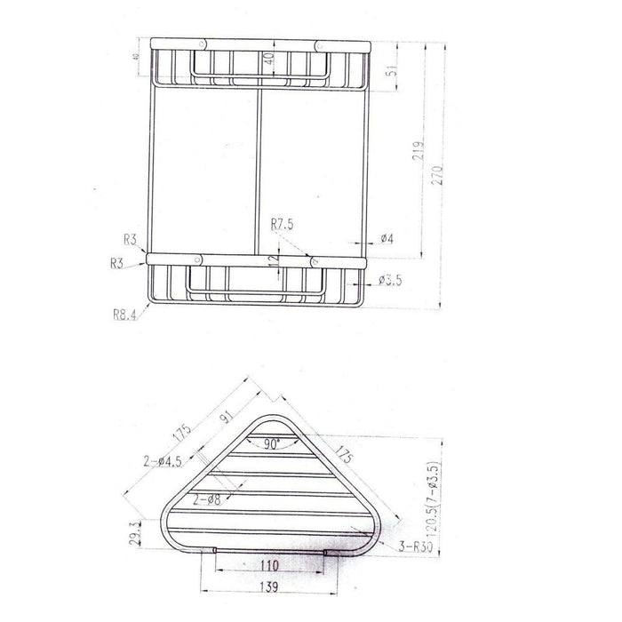 Eastbrook Double Corner Shower Basket - 175mm Wide - Chrome
