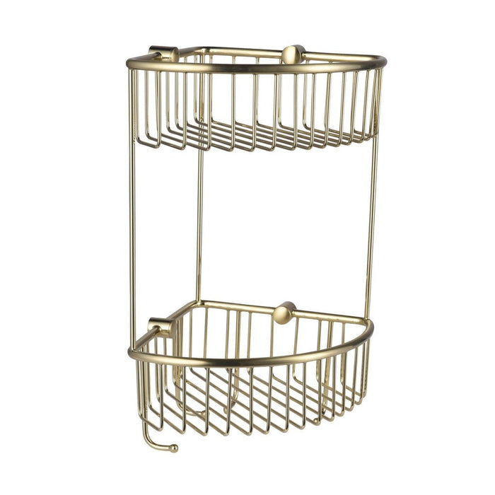 Eastbrook Double Corner Shower Basket - Brushed Brass