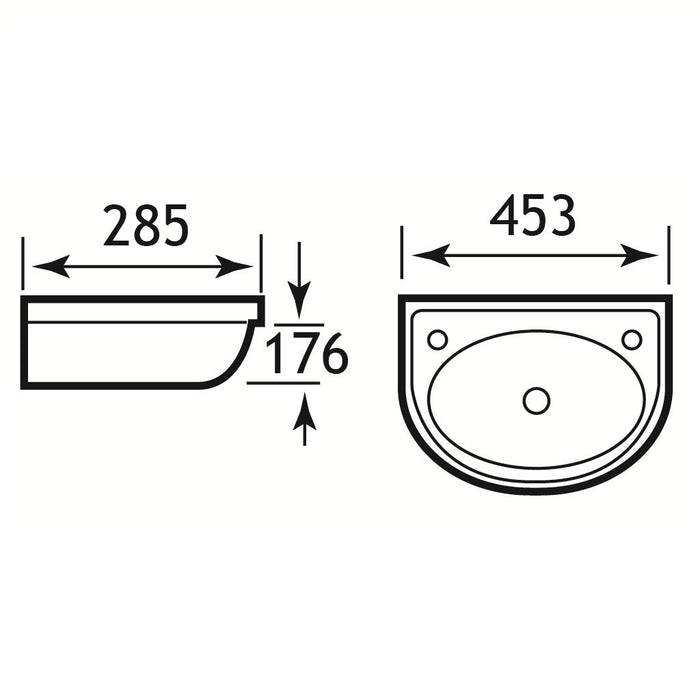 Eastbrook Dura Cloakroom Wall Hung Basin - White - Wall