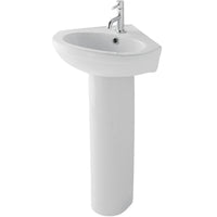Eastbrook Dura Corner Basin With Full Pedestal- 465mm Wide