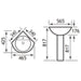 Eastbrook Dura Corner Basin With Full Pedestal- 465mm Wide