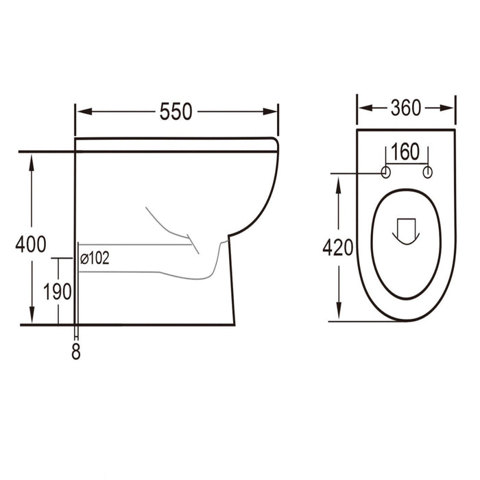 Eastbrook Dura Eco Vortex Back To Wall Toilet With Soft