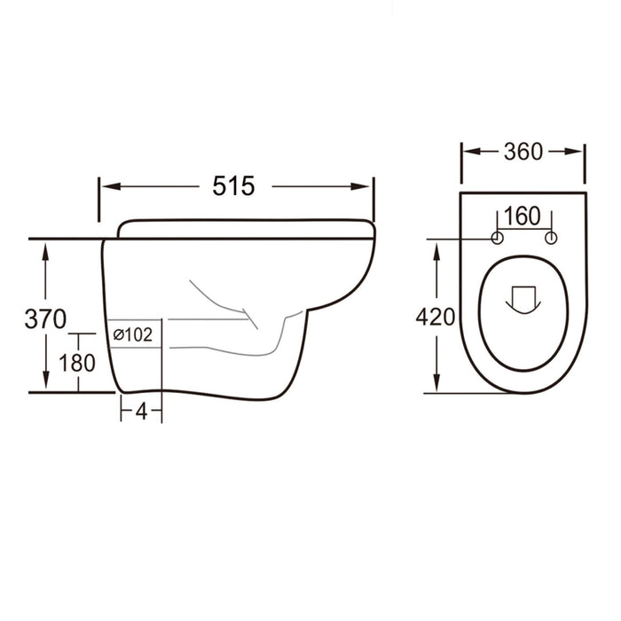 Eastbrook Dura Eco Vortex Wall Hung Toilet With Standard