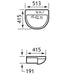 Eastbrook Dura Semi Recessed Basin - 513mm Wide - 1 TH