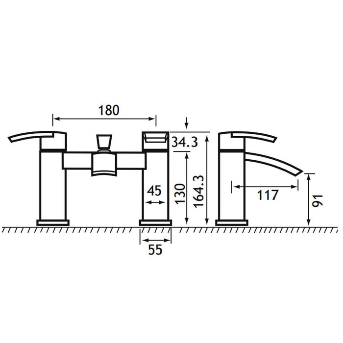 Eastbrook Estorick Bath Shower Mixer Tap With Kit - Chrome
