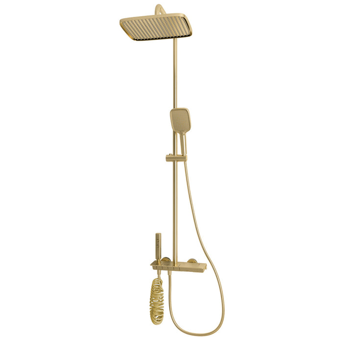 Eastbrook Exposed Thermostatic Shelf Shower Set - Brushed