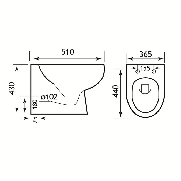 Eastbrook Farringdon Rimless Back To Wall Toilet With Soft
