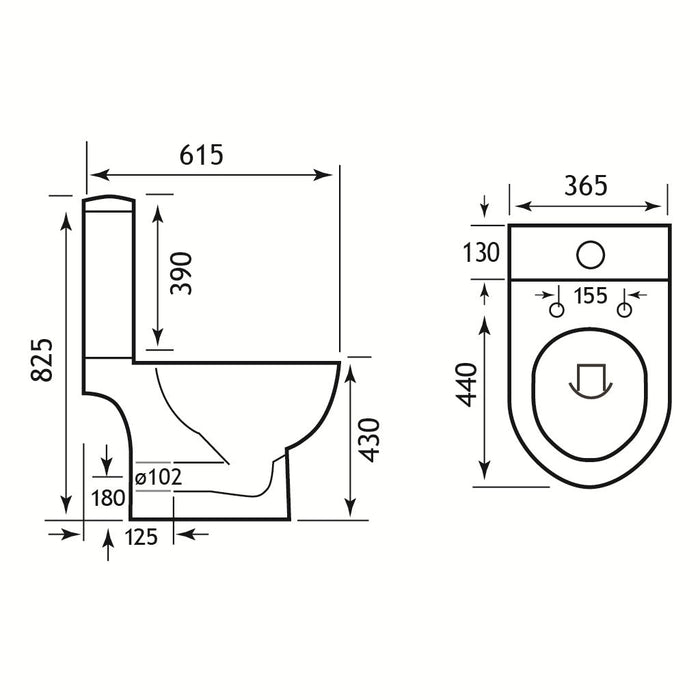 Eastbrook Farringdon Rimless Close Coupled Toilet