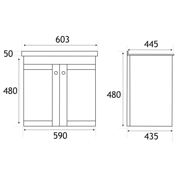 Eastbrook Hardwick 2 Door Curved Wall Hung Vanity Unit