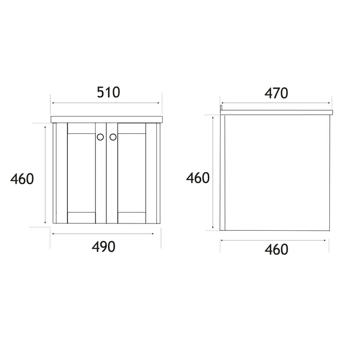 Eastbrook Hardwick 2 Door Wall Hung Vanity Unit With Quartz