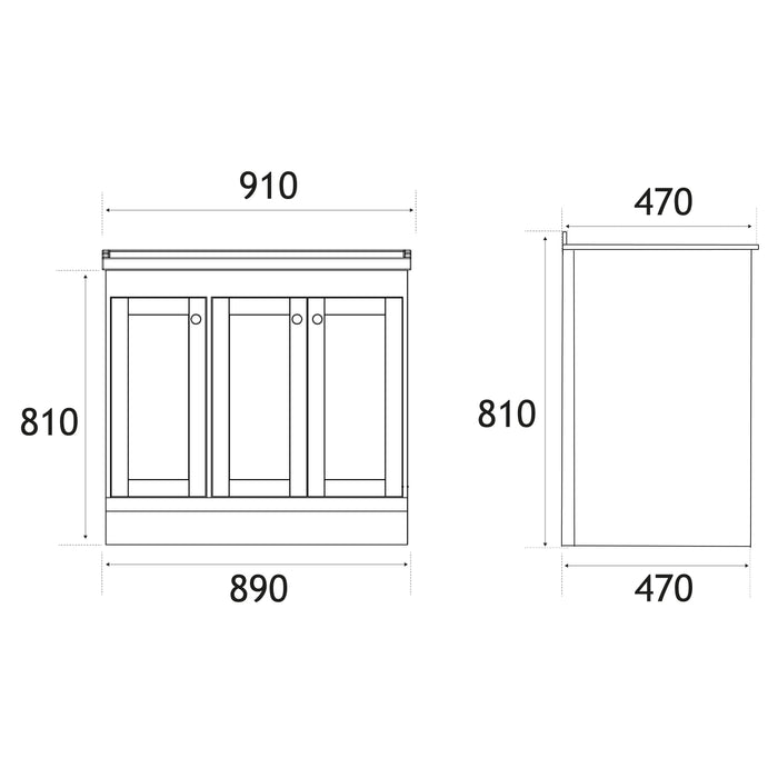 Eastbrook Hardwick 3 Door Floorstanding Vanity Unit