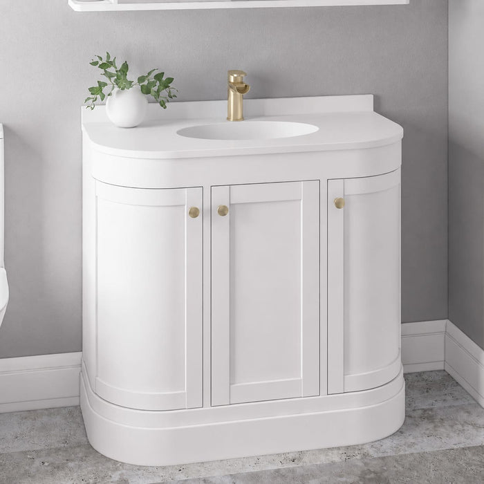 Eastbrook Hardwick 3 Door Floorstanding Vanity Unit With Polymarble Basin - 910mm Wide - 1 Tap Hole