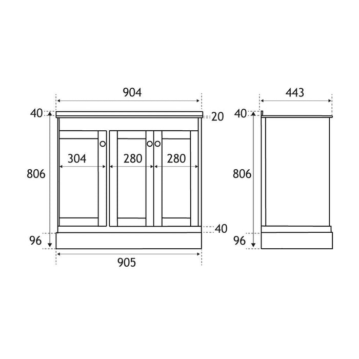 Eastbrook Hardwick 3 Door Floorstanding Vanity Unit