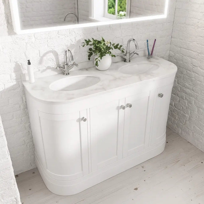 Eastbrook Hardwick 4 Door Floorstanding Vanity Unit With Quartz Double Basin - 1215mm Wide - 2 Tap Hole