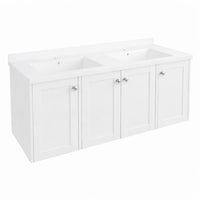 Eastbrook Hardwick Rectangular 4 Door Wall Hung Vanity Unit With Double Basin - 1190mm Wide - 2 Tap Hole