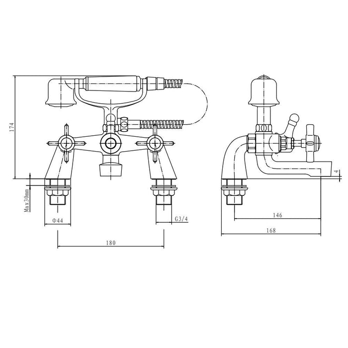 Eastbrook Haymarket Standard Bath Shower Mixer Tap With Kit