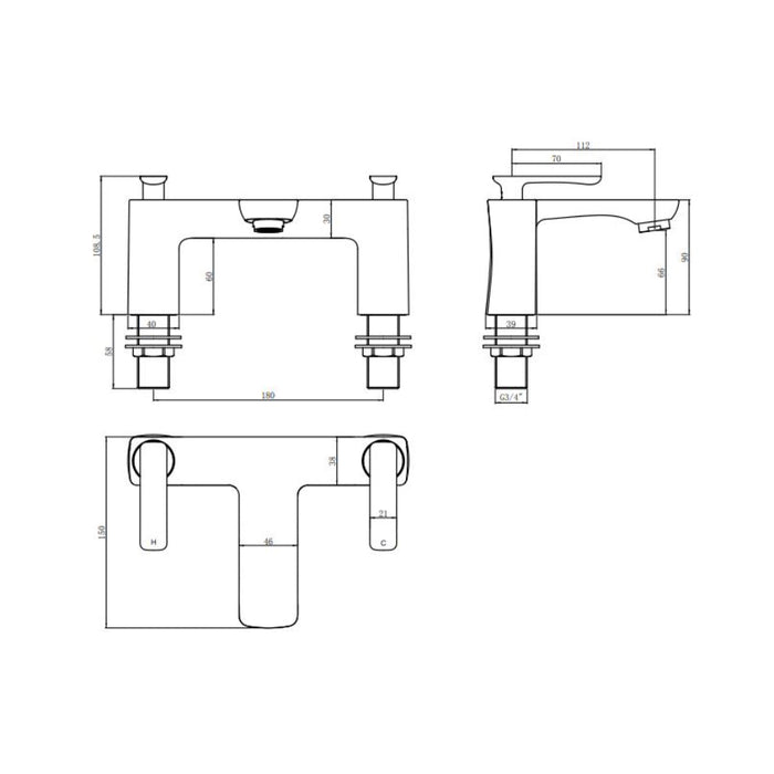 Eastbrook Helston Bath Filler Tap - Matt Smooth