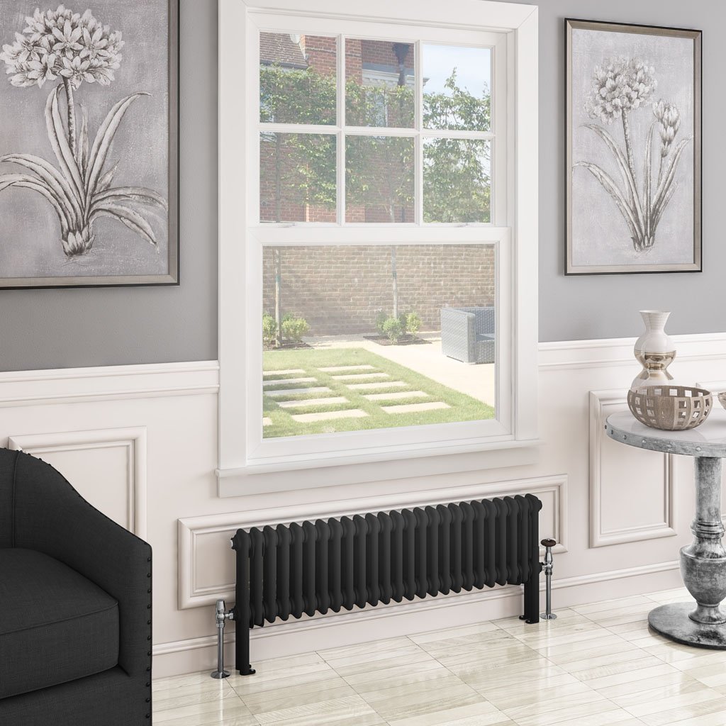 Eastbrook Imperia Horizontal 2 Column Radiator - Matt Black