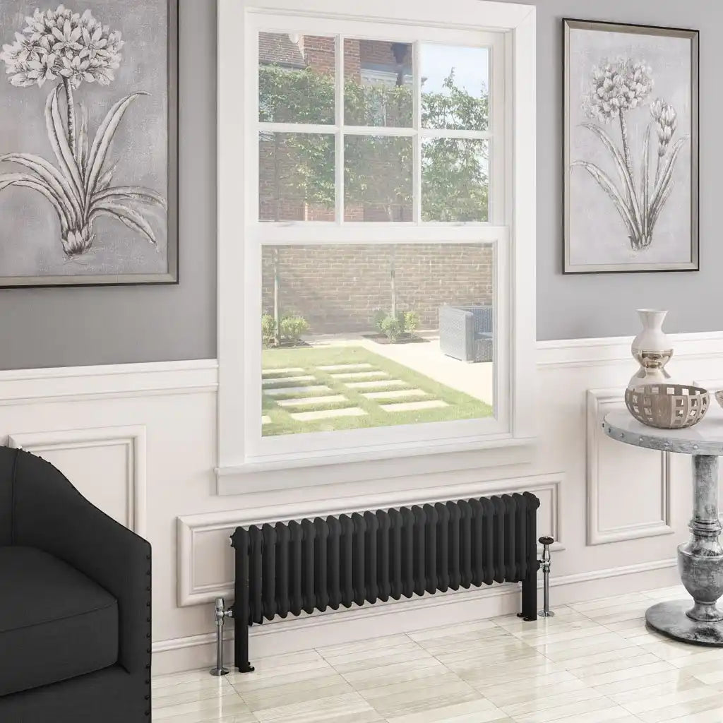 Eastbrook Imperia Horizontal 2 Column Radiator - Matt Black