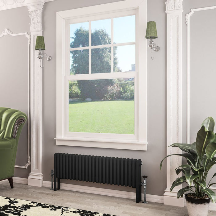 Eastbrook Imperia Horizontal 3 Column Radiator - Matt Black