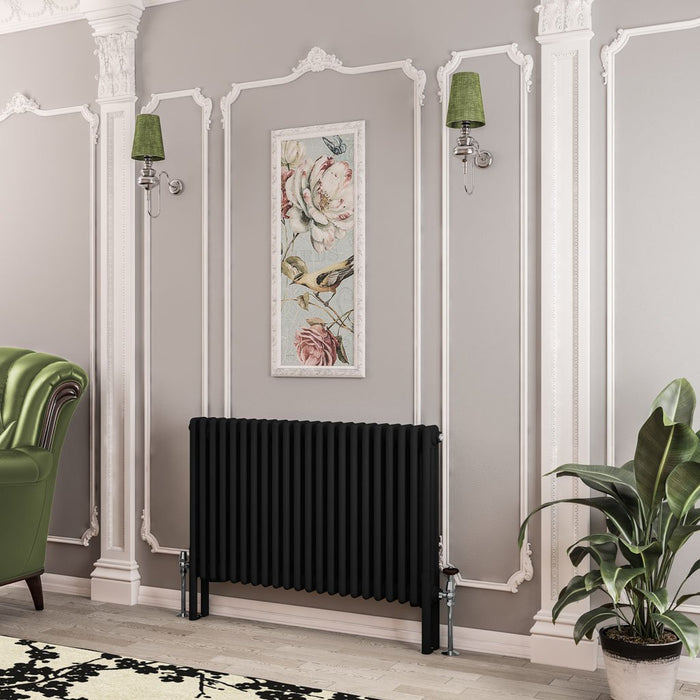 Eastbrook Imperia Horizontal 3 Column Radiator - Matt Black