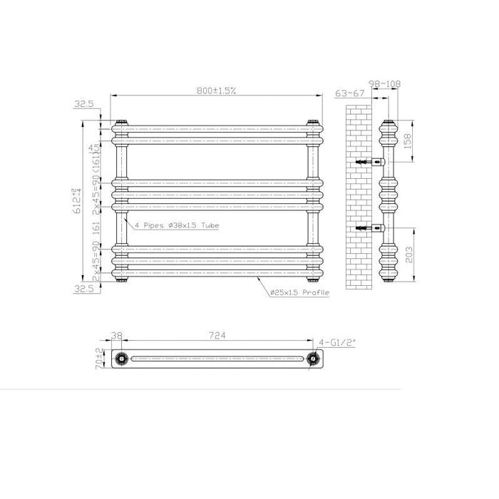 Eastbrook Imperia Horizontal Multirail 2 Column Radiator