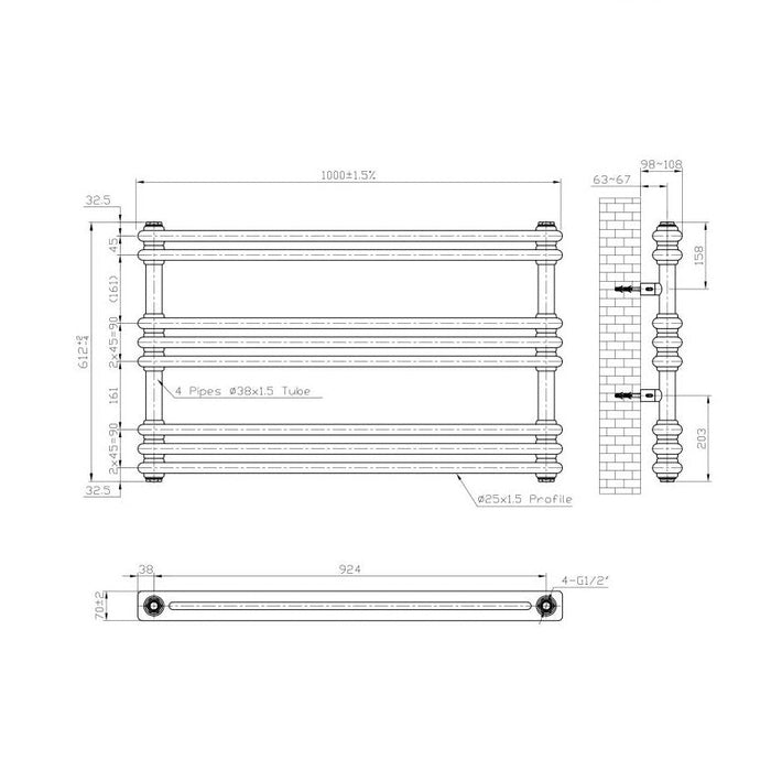 Eastbrook Imperia Horizontal Multirail 2 Column Radiator