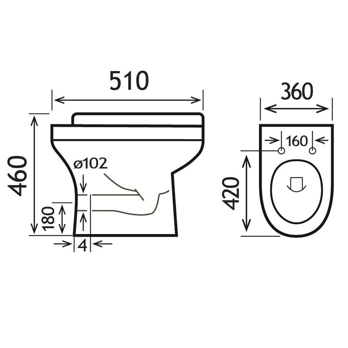Eastbrook Kenley Comfort Height Rimless Back To Wall Toilet