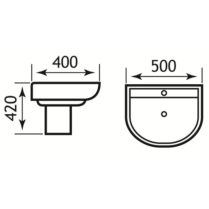 Eastbrook Kenley Wall Hung Basin 1 TH - White - Wall Hung