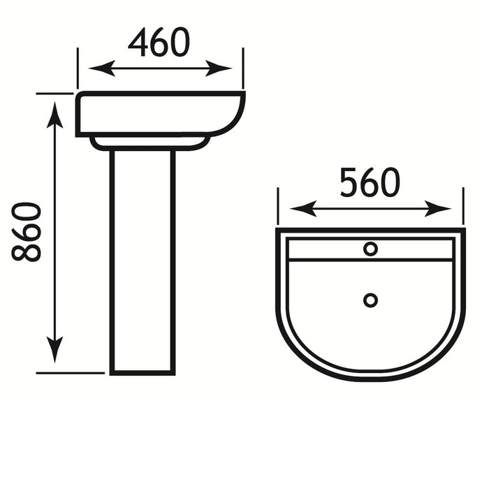 Eastbrook Kenley Wall Hung Basin 1 TH - White - Wall Hung