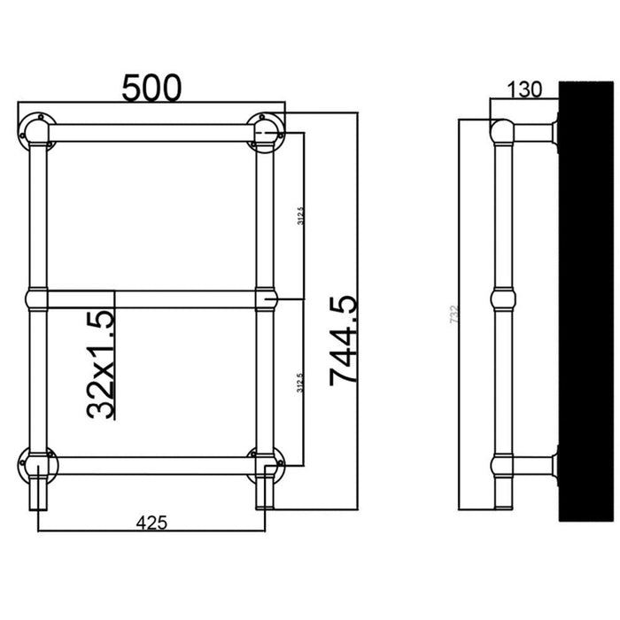 Eastbrook Kennet Dry Element Electric Towel Rail Matt