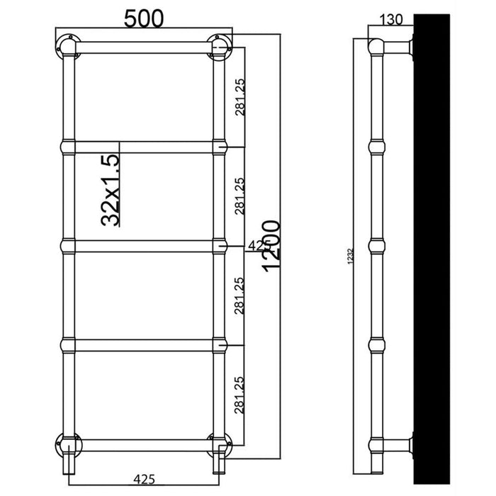 Eastbrook Kennet Dry Element Electric Towel Rail Matt