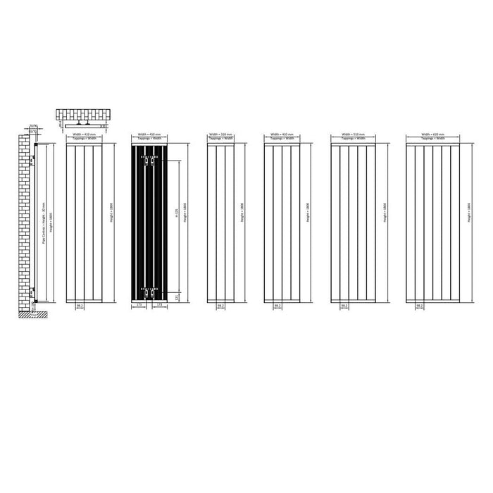 Eastbrook Kingswood Slimline Aluminium Vertical Radiator