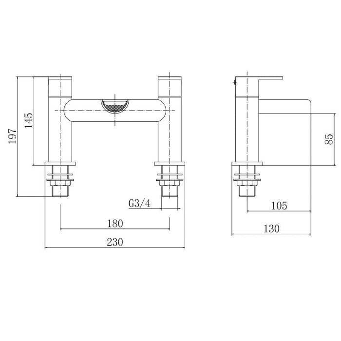 Eastbrook Ledwell Deck Mounted Bath Filler Tap - Bath
