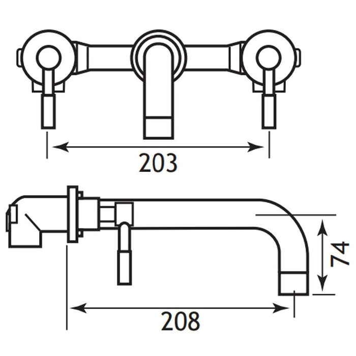Eastbrook Leith Wall Mounted Basin Mixer Tap - Chrome