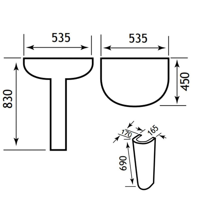 Eastbrook Loire Basin With Full Pedestal - 535mm Wide