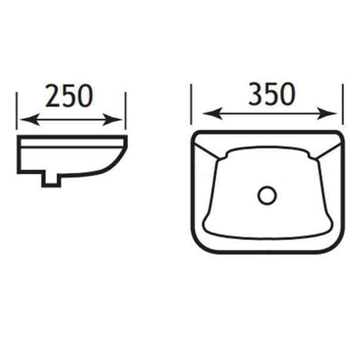 Eastbrook Loire Wall Hung Cloakroom Basin - 350mm Wide