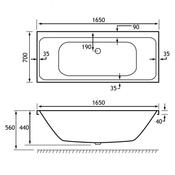 Eastbrook Malin Beauforte Double Ended Bath - No TH - White