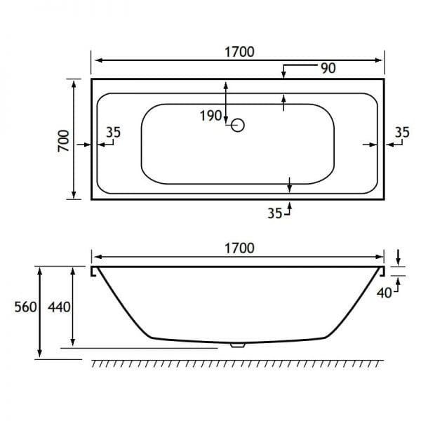 Eastbrook Malin Beauforte Double Ended Bath - No TH - White