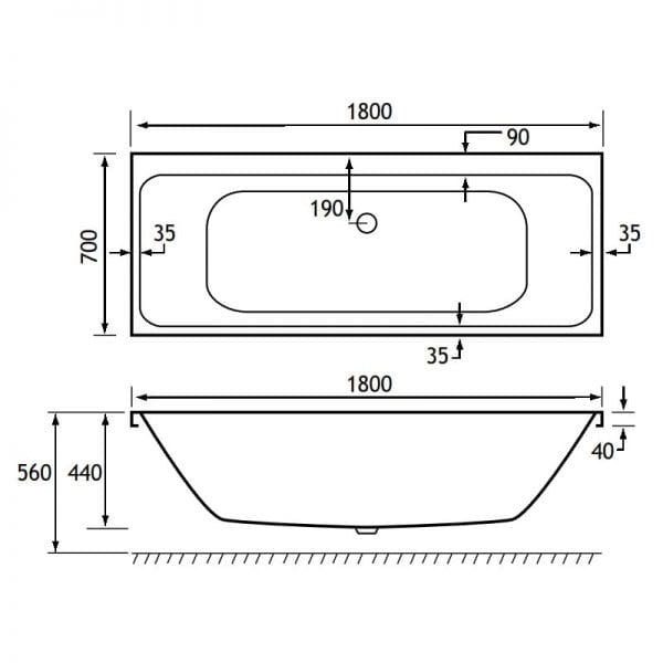 Eastbrook Malin Beauforte Double Ended Bath - No TH - White