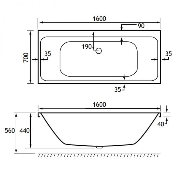 Eastbrook Malin Beauforte Double Ended Bath - No TH - White
