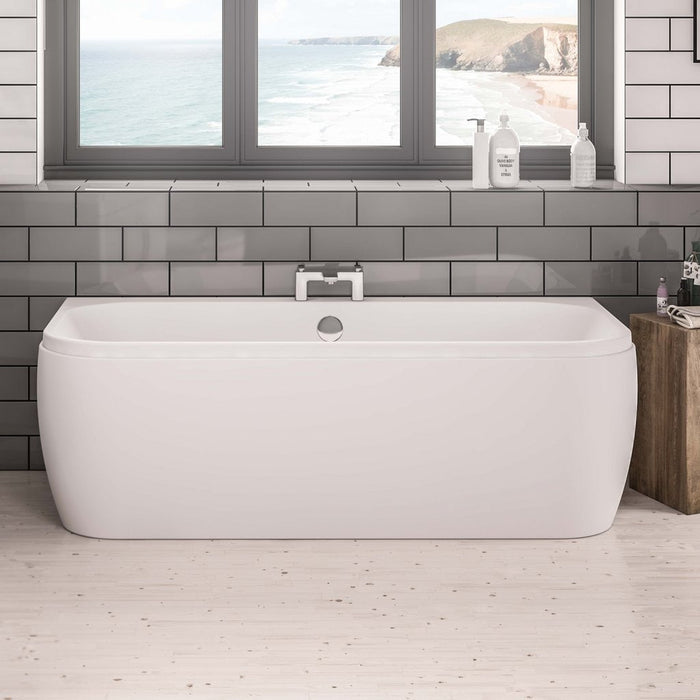 Eastbrook Malin D Shape Back To Wall Bath - No TH - White