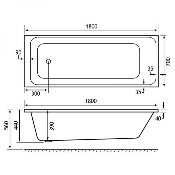 Eastbrook Malin Single Ended Bath - No TH - White