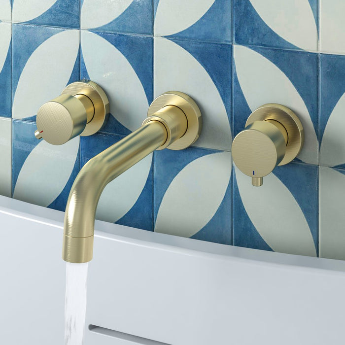 Eastbrook Meriden 3 Hole Wall Mounted Bath Tap - Brushed
