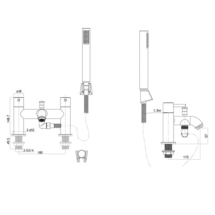 Eastbrook Meriden Deck Mounted Bath Shower Mixer Tap