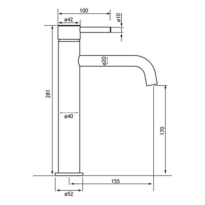 Eastbrook Meriden Mono Tall Basin Mixer Tap With Waste